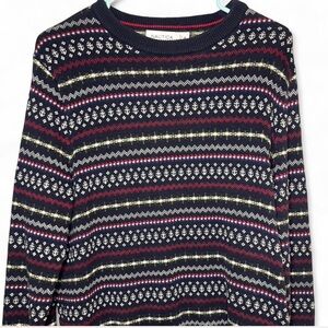 🧥 Nautica Fair Isle Knit Sweater – Navy Multicolor Crewneck (Men’s)